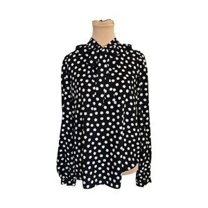 Kate Spade Cloud Dot White and Black Polka Dot Blouse Sz S